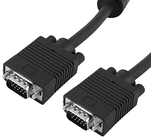 Ruilogod Inicio Monitor de computadora VGA Varón al cable de extensión masculino Negro 4.9 pies largo