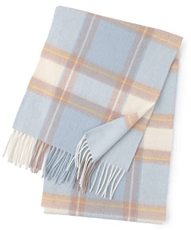 WLLDDDIU Schal Damen Winter, Damen Schottenkaro Schal Cashmere Feel Warm Pashmina Schal Plaid Schal Mit Quaste Hellblau Wickelschal Winter Decken Schal Trendige Stola Schals Für Damen Mädchen