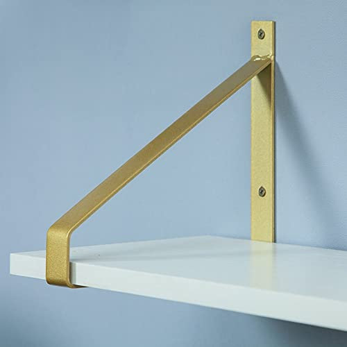 XFAK Regalträger Dreieckige Regalhalterungen Schwerlast Wandträger 20cm 25cm 30cm Metall Eisen Regal Halterung Gold & Weiß & Schwarz, 2PCS (Color : Gold, Size : 30cm/12inch)