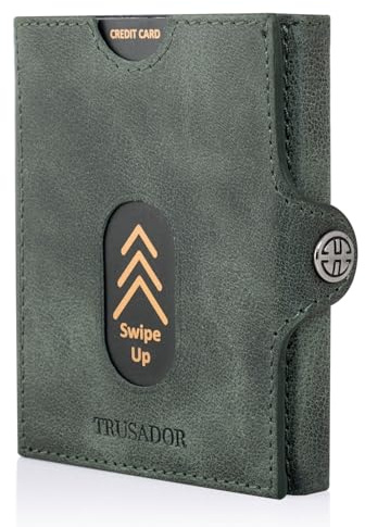 TRUSADOR Valencia Slim Small Leder Fronttasche Geldbörse Kartenetui mit RFID Schutz Brieftasche für Damen und Herren