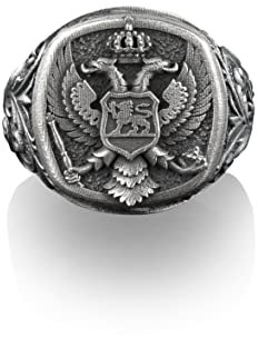 Bysilverstone Jewelry – Doppelköpfiger, Geflügelter Amerikanischer Adler, Quadratischer Siegelring, Herrenringe Aus Sterlingsilber, Ringe Für Den Kleinen Finger Für Frauen, Patriotisches Geschenk, Klo
