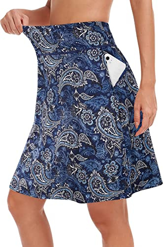 KORALHY Plus Size Skorts Skirts for Women with Pockets, 20 Knee Length Athletic Skirt Golf Skort Dressy High Waisted Tennsi Golf with Adjustable Inner Waist Cord