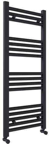 400x1000mm Towel Warmer Flat, Wall Mounted Matte Anthracite Plated Steel Bathroom Towel Rail Radiator, Suitable for Central Heating, Electric and Dual Fuel