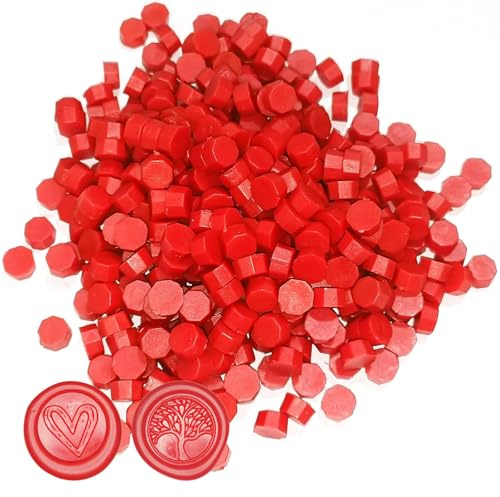 Wachs Achteckig Wachssiegel Stempel, 500 Stück siegelwachs Perlen, für Vintage Siegellack und Brief, Einladungen, Karten, Paket Geschenk (Großes Rot, 500)