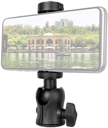 Andoer Panoramic Tripod Head Camera Mount Adapter Mini Ballhead 360°Rotatable 10kg/ 4.4lbs Load Capacity with 1/4in Screw Built-in Adjustable Phone Clip for DSLR Camera Tripod LED Light Selfie Stick