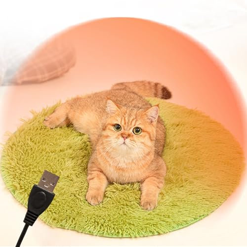Beheiztes Katzenhaus Weich Beheiztes Flanell Katzenbett für Den Innenbereich, 40 °C Automatische, Konstante Temperatur, Beheizte Haustiermatte mit Elektrisch Beheizter Unterlage, Ganzjähriges Bett ( C