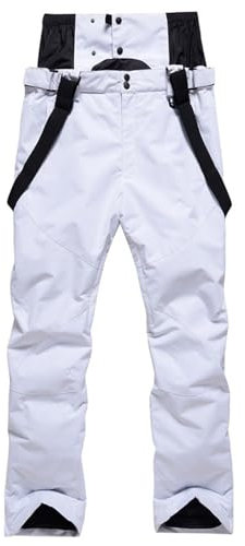HOMDECR Skihose Für Damen Und Herren, Skihose – Skihose, Gefütterte Skihose Mit Taschen, Integrierter Schneefang – Ideal Zum Skifahren Im Winter (Weiß,M)