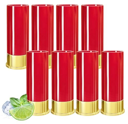 MEYAGOT Juego de 8 Vasos de Chupito - Funda de Cartucho 12 GA para Licor y Whisky - 45 ml - para Hombres, Mujeres y Bodas
