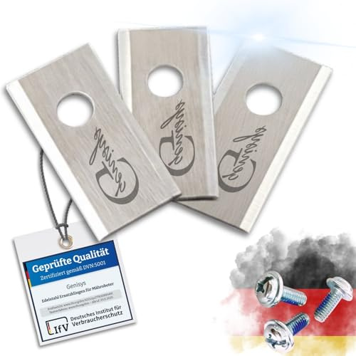 G greengrass tools Replacement blades compatible with Worx Landroid, Ecovacs GOAT, Einhell, LandXCape, Practixx, Scheppach, Kress robotic lawnmower - LongLife 1-hole break-safe DIN tested, 9x steel