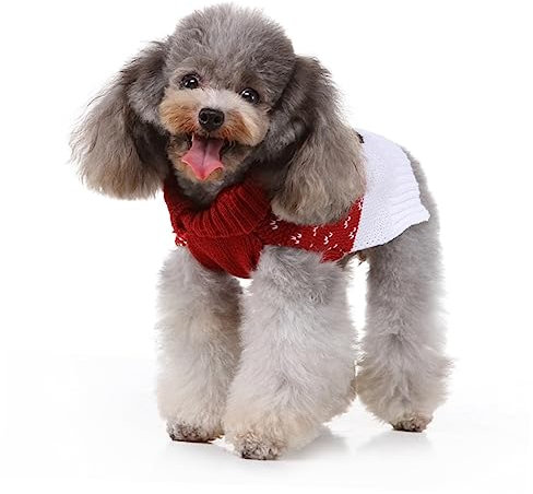 INOOMP Weicher Weihnachtspullover Für Kleine Hunde Mit Süßem Rentiermotiv Komfortabel Und Strapazierfähig Für Outdoor-aktivitäten Partys Und Fotoshootings Zu Weihnachten in Rot-weiß