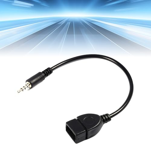 EIMSOAH Prise Audio AUX Mâle 3,5 Mm vers USB 2.0 Type A Femelle Câble OTG, Câble 3,5 Mm Mâle vers USB Femelle, pour Connexion avec Haut-parleur Stéréo de Voiture