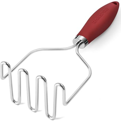 Rainspire Potato Masher Stainless Steel, Mashed Potato Masher Kitchen Tool, Durable Mash Potatoes Masher, Soft Non-Slip Handle, Kitchen Utensils, Kitchen Gadgets (Red)
