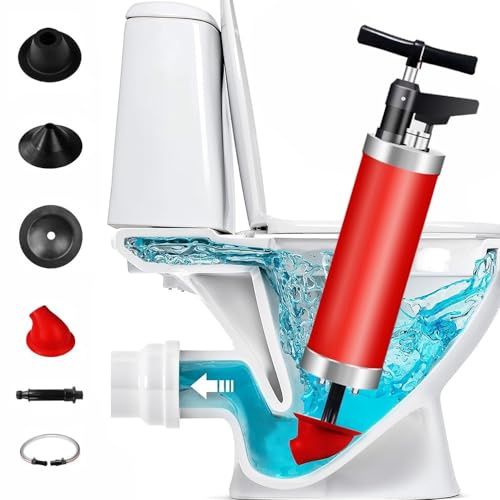WPPTNSFY Abflussreiniger Pumpe mit Luftkompression und Luftdruckanzeige, Rohrreiniger Druckluft mit 4 Saugnäpfen, Toilettenkolben WC, für Toilette/Waschbecken/Badewanne/Bodenablauf