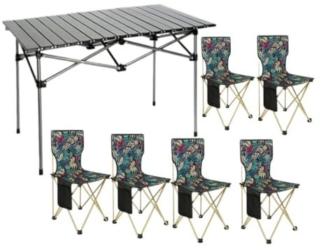 Tische und Stühle für den Außenbereich, Klapptische und -stühle für den Außenbereich, selbstfahrendes Camping-Picknick-Eierrollen-Tisch- und Stuhl-Set, multifunktionale Tischstühle (Farbe: S, Größe: C