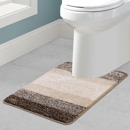 Enyhom U-formad WC-matta, toalettmatta, 50 x 60 cm, ultramjuk, halkfri piedestalmatta för toaletten, absorberande, tvättbar badmatta, kaffe