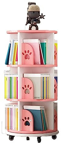 YTGHBIML Bücherturm Freistehend 360° drehbares Bücherregal, 3/4/5 Etagen, stehendes Bücherregal, Holz-Bücherregal, Bilderbuch-Bücherregal-Organizer für Kinder perfekte Darstellung
