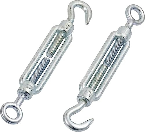 M16 x 170mm Eye & Hook Steel Turnbuckle Wire Tensioner Strainer Closed Hook Threaded Hook (Pack of 2) - N18C 16x170_2