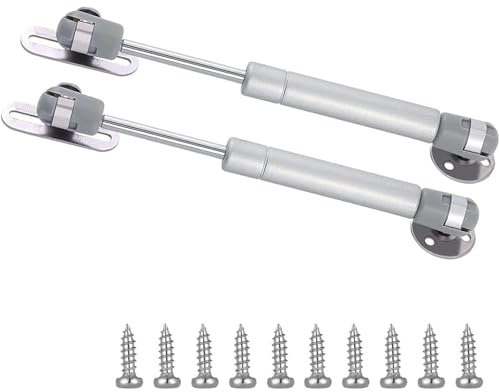 Lot de 2 vérins à gaz de 20,3 cm de long, 100 N/10,2 kg, charnière d'armoire de cuisine, ressort pneumatique, charnière d'armoire à impact, argent, (2 ensembles)