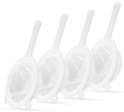Premium Multi-Mesh Strainer Set, 4 Pack - 100/200/300/400 Mesh, Nylon & Plastic Fine Mesh Sieve for Tea, Coffe, Nut Milk, Juice, Broth, Smoothies, Reusable & Easy to Clean, Durable,Dishwarer Safe