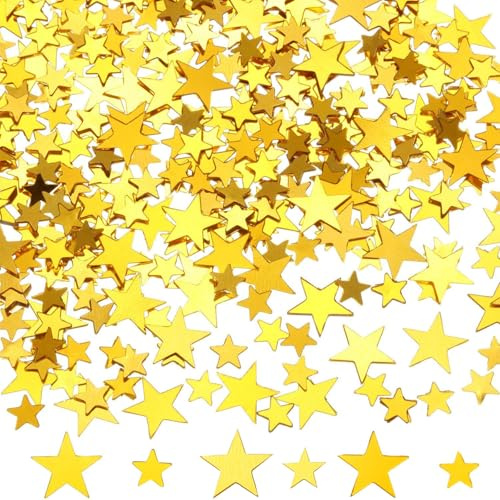 DazzJoy 4000 Stück Glitzer Streudeko Sterne Konfetti Weihnachten, 2 Größen Sterne Deko Gold, Weihnachtskonfetti Deko Sterne, Glitzersterne Streudeko Silvester, Pailletten Stern Tischdeko Streusterne