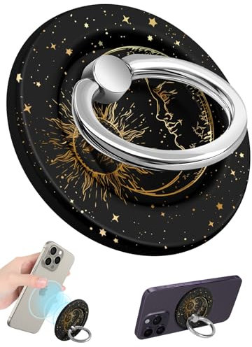 SurgeCraft Phone Ring Holder Compatible with MagSafe - Magnetic Phone Grip for Women Girls Cute Sun Moon Stars Adjustable Finger Ring Grip Stand Accessories for iPhone 16 15 14 13 Pro Max/Pro/Plus
