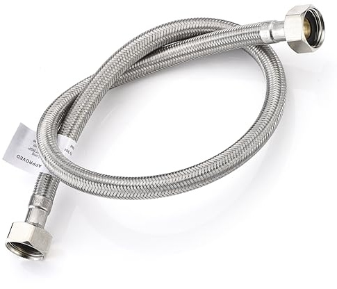 Home Range 1x WRAS Approved Flexible Pipe 1/2 x 1/2 BSP (600mm | 4 Lengths Available) Fitting for Bathroom, Kitchen, Toilet Taps – Durable, Leak-Free, High-Pressure Hot and Cold Water Connector