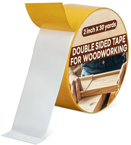 Doppelseitiges Holzbearbeitungsband, 5 cm x 30 Yards, 1 Rolle für Holzschablonen, abnehmbares Tischlerband, starke Haftung, aber abnehmbar und ohne Rückstände