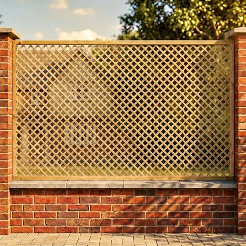 Diamond Fence Panel 6ft x 4ft Framed Privacy Wooden Trellis Screen 4pk | 182.8cm x 120cm, Decorative Garden Lattice Fencing, Pergola & Balcony Screening, Treated, Modern Outdoor Terrace Divider