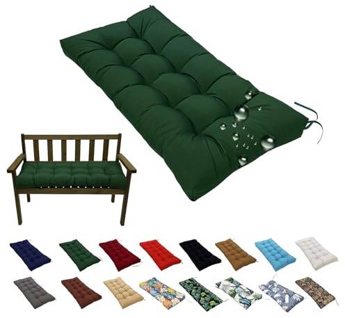 NIDSNID Sitzauflagen GartenmöBel,130x50cm wasserdichte Sitzkissen Outdoor (8 cm Dick),Kissen Outdoor,Sitzpolster Bank Polster FüR Sitzbank Gartenbank Und Paletten Bankkissen Indoor (Dunkelgrün)