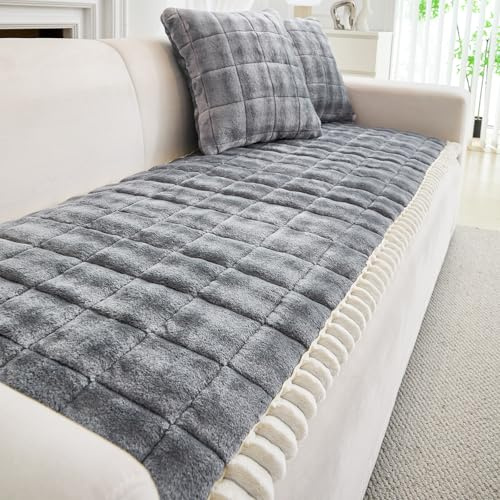 GKXLH Thick Sofa Cover - New Soft Milk Fleece Universal Sofa Covers 2 3 4 Seater, Non-Slip Sofa Slipcovers Washable, Corner Sofa Cover Couch Covers Furniture Protector for Living Room (70x150cm)