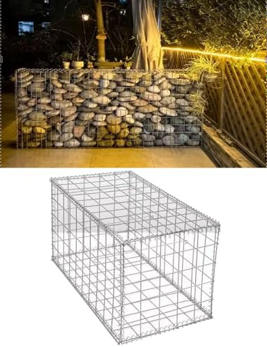 Gabion Wall with Cover | Galvanized Steel Gabion Basket | Rock Stone Walls Mesh Cage | Gabion Stone Basket Cage | Gabion Retaining Wall(30x50x100cm/11.8x19.7x39.4in)