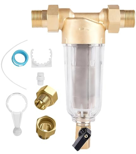 Wasserfilter Wiederverwendbare, 1 Zoll Rückspülfilter Wasserfilter Filter, Ausspülbarer Feinfilter Mit 1/2 Adapter, Wasser Vorfilter Sedimentfilter, Spin-down-Sedimentwasserfilter Für Brunnenwasser