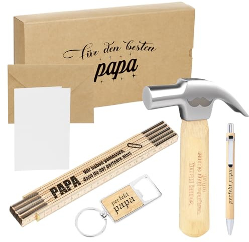 Zollstock Papa Geschenk Vatertag, Papa Geschenk Geburtstag, mit Bieröffner, Gliedermaßstab, Kugelschreiber, Hammer, Handwerker Geschenke für Papa, Bester Papa Geschenke (Papa)