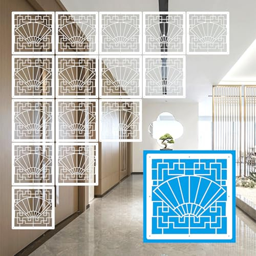15-teiliges Set weißer, hängender Raumteiler aus Holz und Kunststoff – Sichtschutzwände zum Selberbauen für Zuhause, Hotelzimmer, stilvolle Wanddekoration, Raumteiler, modernes Interieur-Des