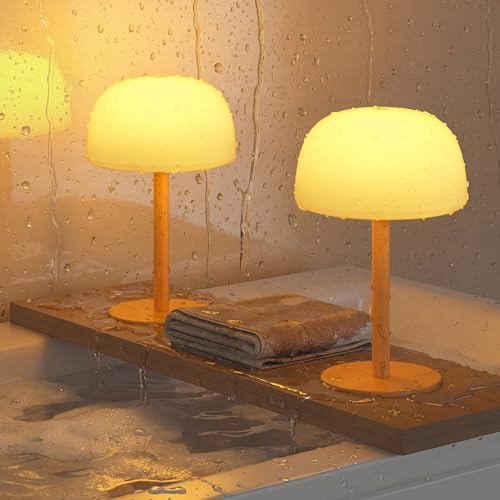 FULNIX IP65 Shower Lamp Waterproof, 7500mAh Rechargeable Shower Lamp for Inside Shower, 18 Colors Cordless Shower Light, Stepless Dimming LED Table Lamp for Bathroom, Nightstand, Patio