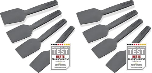 Fackelmann Statement Spachtel für Raclette 4er Set – Schaber mit ergonomischem Griff und Daumenmulde – Raclett-Schieber im praktischen 4 Stk Bundle – ca. 15,5 x 4 x 1 cm, Grau (Packung mit 2)
