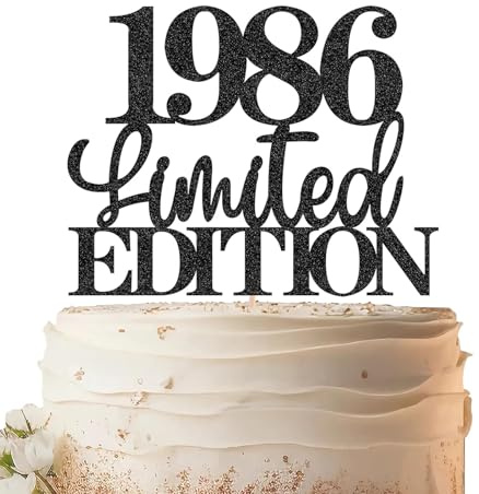 Goiern Limitierte Edition 1986 Tortenaufsatz Schwarz Glitzer Fröhlicher 40. Geburtstag Party Kuchen Dekorationszubehör Zum Anstoßen Auf 40 Jahre Wimpelkette Dekor Für