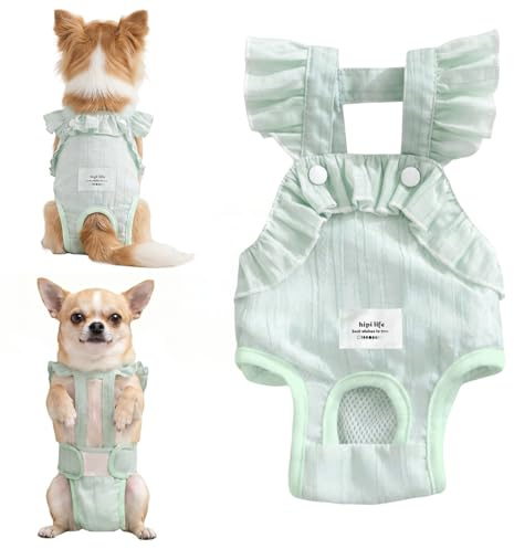 ikskydd Tik, Återanvändbara Hundblöjor för Små Hundar 0,5-2,5 kg, Mjuka och Tvättbara (Grön, S)
