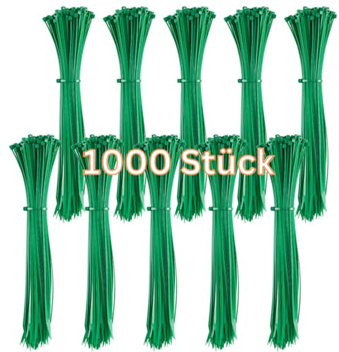 Gocableties Kabelbinder Grün 1000 Stück 300 x 4,8 mm UV-beständig | 22,2 kg Zugfestigkeit, UV-beständig