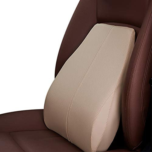 Ergocar Memory-Schaum Nackenkissen & Lendenkissen PU-Leder Rückenstützkissen Zur Rückenentlastung für Zuhause Büro Auto und Reise (Beige, Lendenkissen)