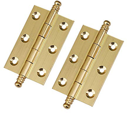 Tiazza 2 Stücke 75mm Antike Reine Messing Scharniere Möbel Schublade Tür Doppel Perle Scharniere (Gold)