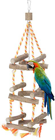 Hffheer Vogelständer Spielzeug Holz Papagei Kauspielzeug DREI Ebenen Vogelständer Hängende Papageien Schaukel Spielzeug Vogelkäfig Sitzstangen für Papageien Wellensittiche Nymphensittiche