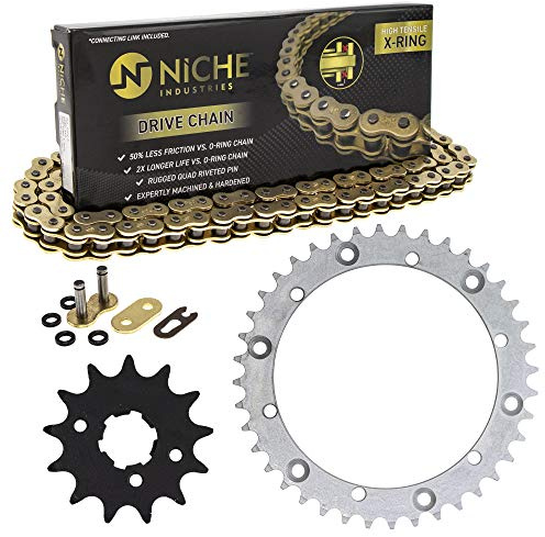 NICHE Drive Sprocket Chain Combo for Yamaha Warrior 350 Front 13 Rear 40 Tooth 520V-X X-Ring 98 Links