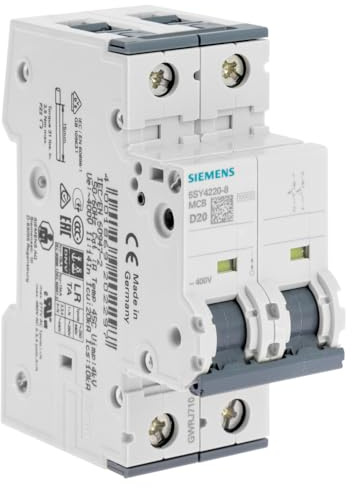 Siemens - Zweipoliger Leistungsschalter 20 A D-Kurve Für Klimaanlagen
