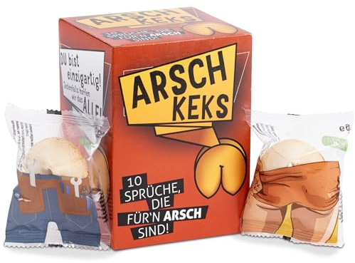 FOOD crew Arschkeks 10x Glückskekse lustig - einzeln verpackt - witzige Geschenke & Scherzartikel - Glückskeks mit Sprüchen auf Deutsch - kleine Mitbringsel & Adventskalender Füllung