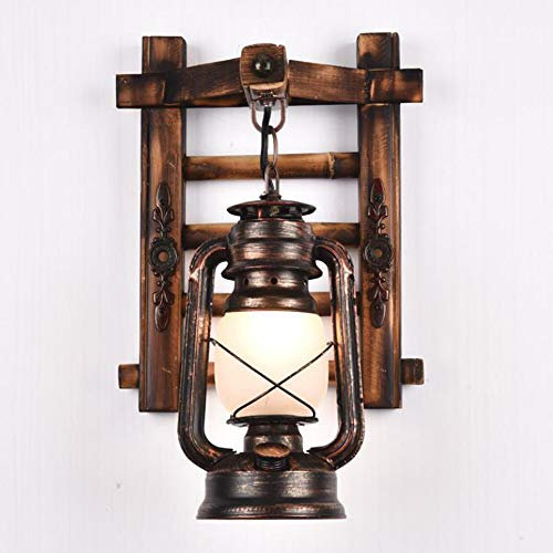 Massivholz Bambus Leiter Wandleuchte Retro Lichter Rustikale Wandlampe Wohnzimmer Schlafzimmer Wand Laterne Gang Korridor Bar Cafe Vintage Glas Holz Treppe Design Wandleuchten Keine Lichtquelle