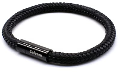 Bracciale in corda nautico intrecciata, colore: nero, da uomo e da donna, con chiusura magnetica,… (Riu Nero Premio, 205)