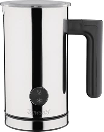 Rowlett Electric Milk Frother DE401 Stainless Steel 300ml, Silver | Heats up to 300ml of milk with hot and cold frothing options, featuring illuminated controls and automatic switch-off.