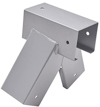 TRIBECCO® Vierkant Schaukelverbinder 90/90mm (100°, Grau) aus pulverbeschichtetem Stahlblech für Gartenschaukel, stabile Dreieck-A-Form, mit Montageöffnungen Ø 10 mm