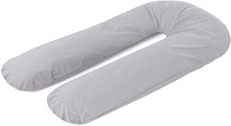 A ATH COLLECTION Pregnancy Pillowcase 9 FT, 12 FT, U Shaped Full Body Pillow Cover with zip, Nursing, Support and Maternity Pillow for Pregnant Women Cover Only (9 FT, Silver)